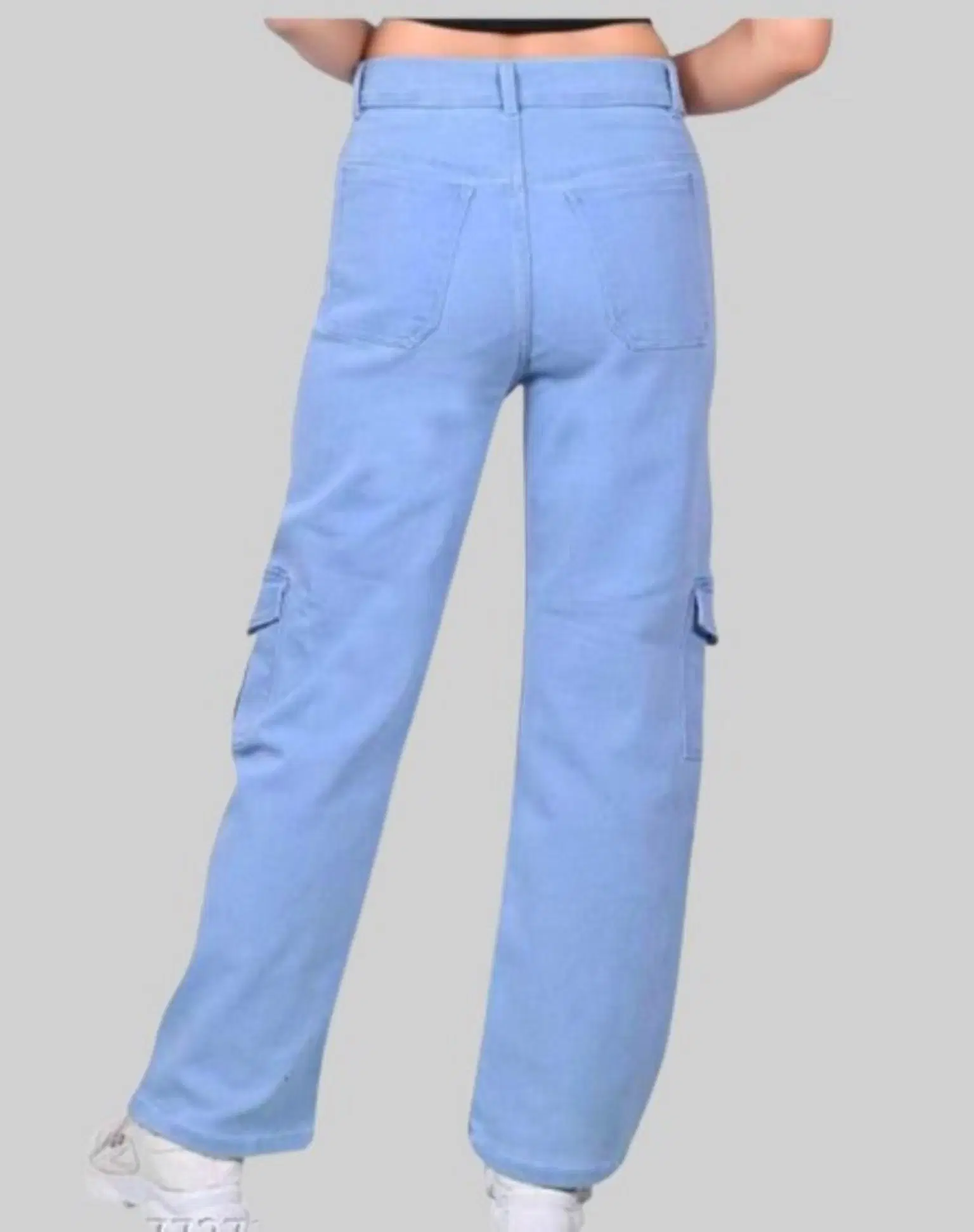 Women's Cargos Mid-Rise Jeans ( Light Blue )