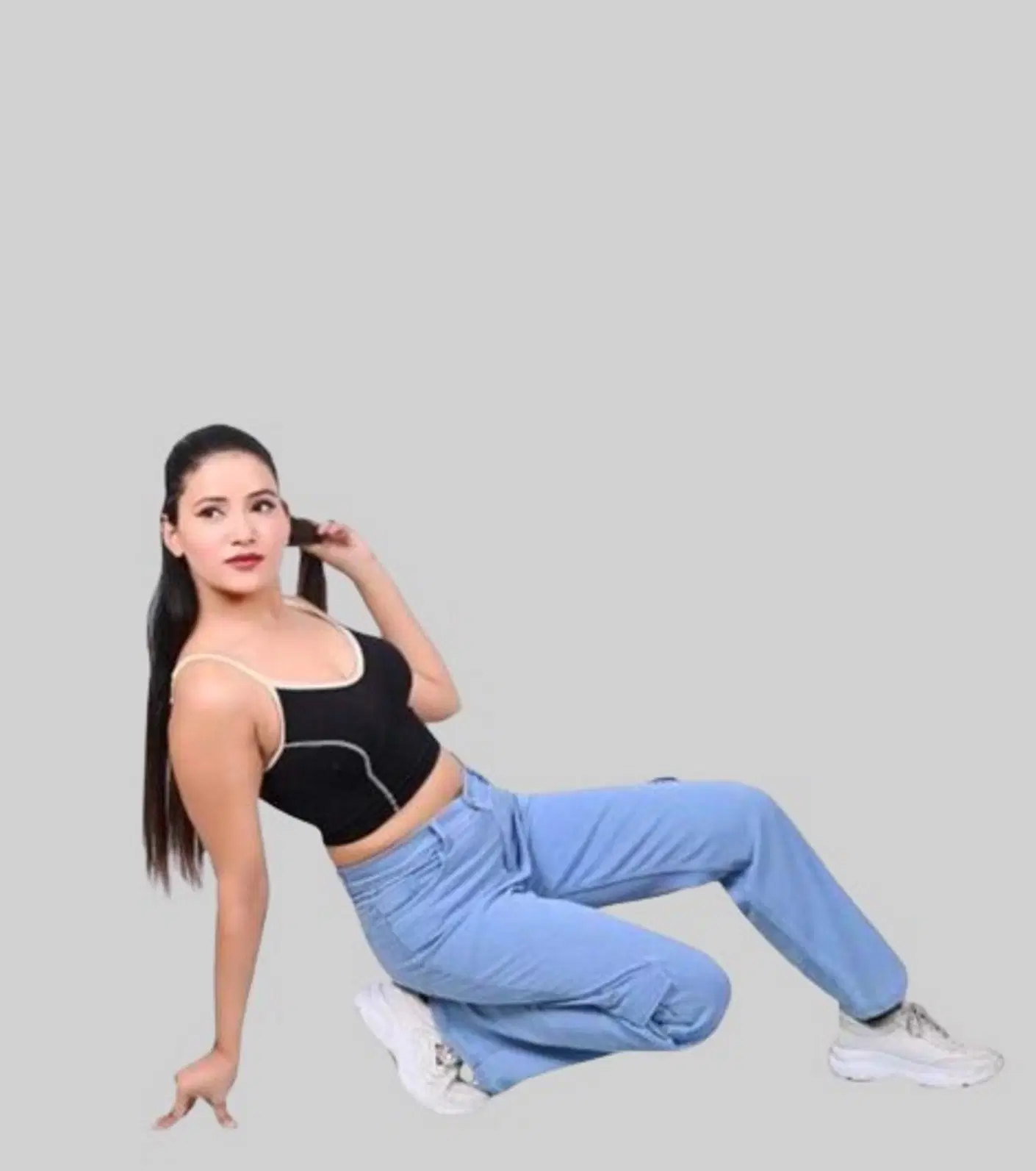 Women's Cargos Mid-Rise Jeans ( Light Blue )